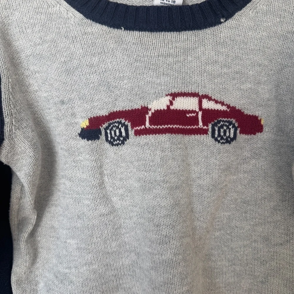 Janie & Jack race car sweater knit navy toddler baby boy intarsia fast classic